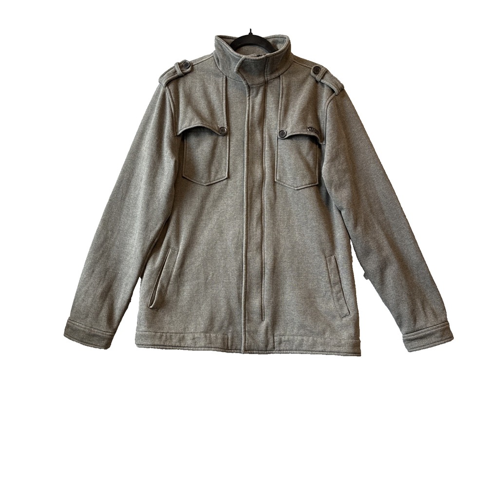 Ezekiel Y2K Herringbone Military Field Utility Jacket Streetwear Grey Coat XL
